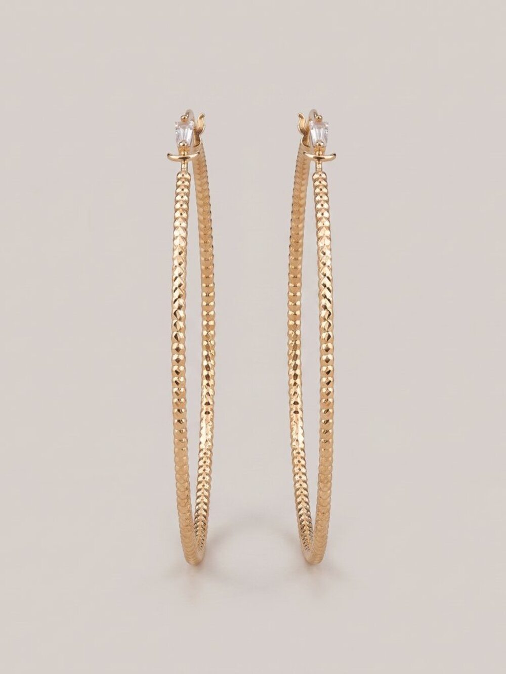 Gold Tone Large Textured Hoop Earrings – Statement Hoops New